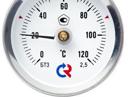 Термометр биметаллический БТ-30.010 (0..120С) к.т.2,5, d.63mm пружина